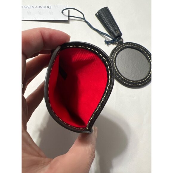 Dooney & Bourke Leather Round Mirror With Tassel & Red Lining - Picture 2 of 7